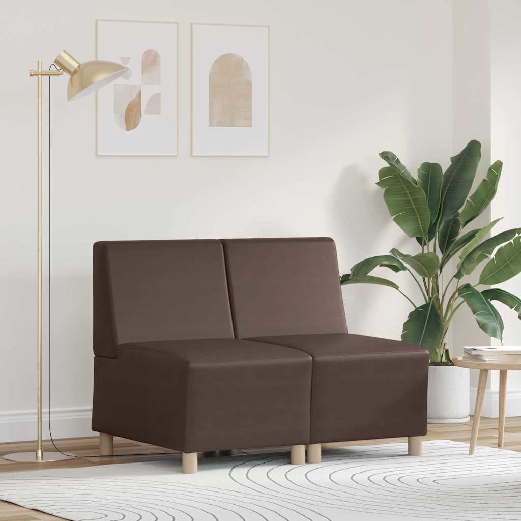 Modular Sofa Unit Armless 2 pcs Brown 55 x 74 x 82 cm